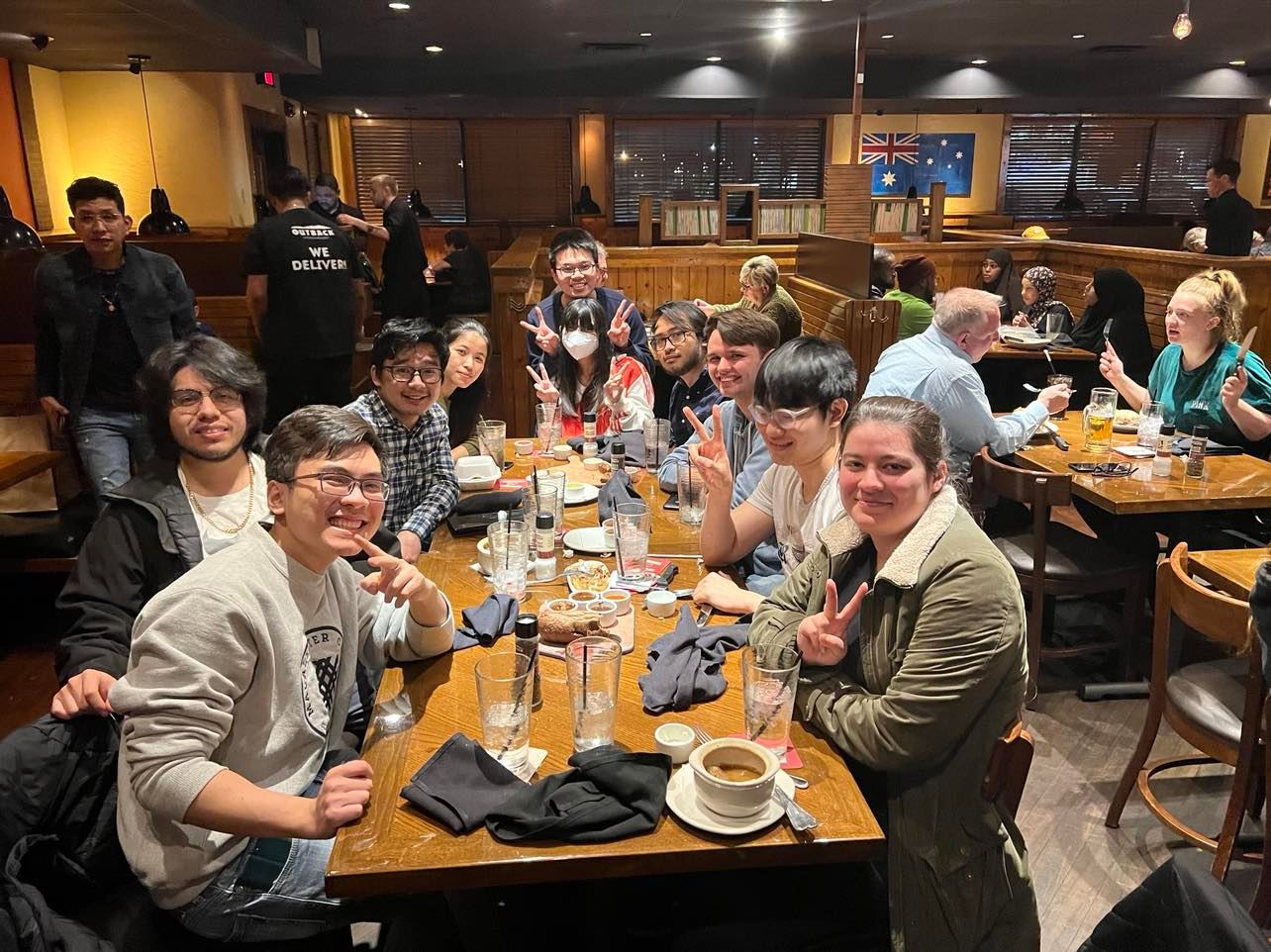 Duc with Macalester friends at dinner